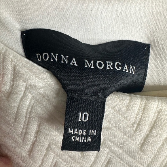 Donna Morgan White Chevron Pattern Fit And Flare Dress 3/4 Sleeves Zipper Size10 - Picture 3 of 9